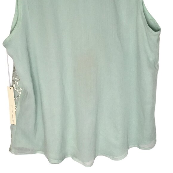 Fairy LC Lauren Conrad Tank Top Women Medium Mint Green Sequin Floral Scoop Neck - Picture 14 of 16